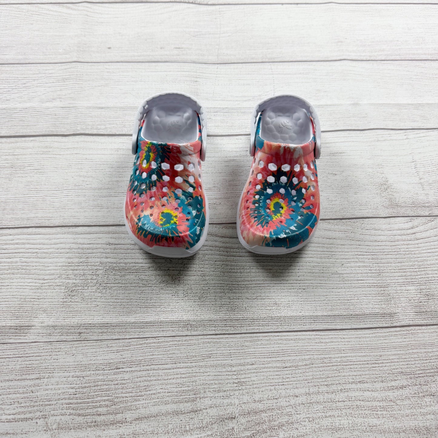 Joybees Kids Clogs Tie Dye Multi Color Slip-On Sandals Lightweight 10-11