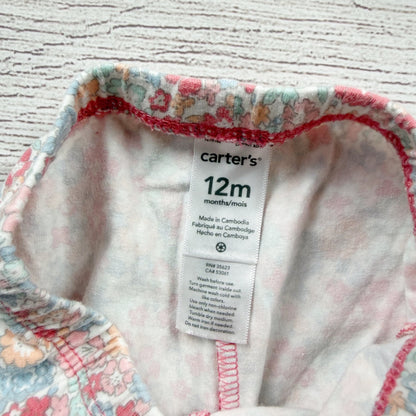 Carter’s Floral 2 Piece Pink Quilted Hooded Jacket Leggings Outfit 9-12 Months