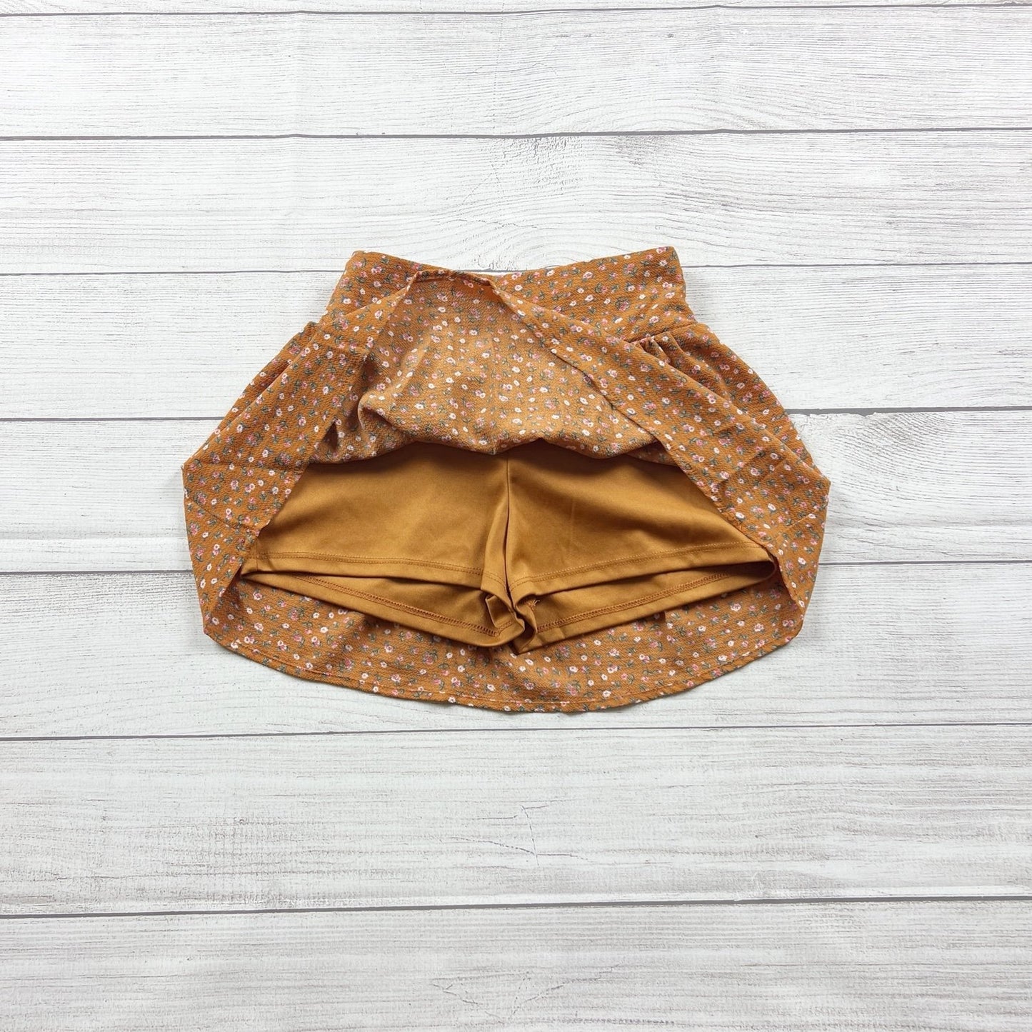 Speechless Girls Skort Brown Floral Skirt Shorts Smocked Waist 7