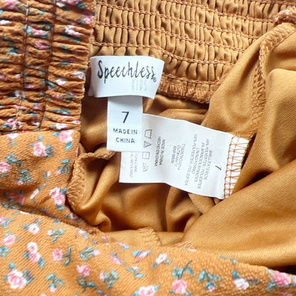 Speechless Girls Skort Brown Floral Skirt Shorts Smocked Waist 7