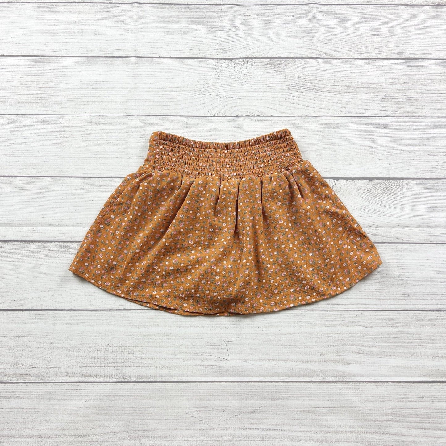 Speechless Girls Skort Brown Floral Skirt Shorts Smocked Waist 7