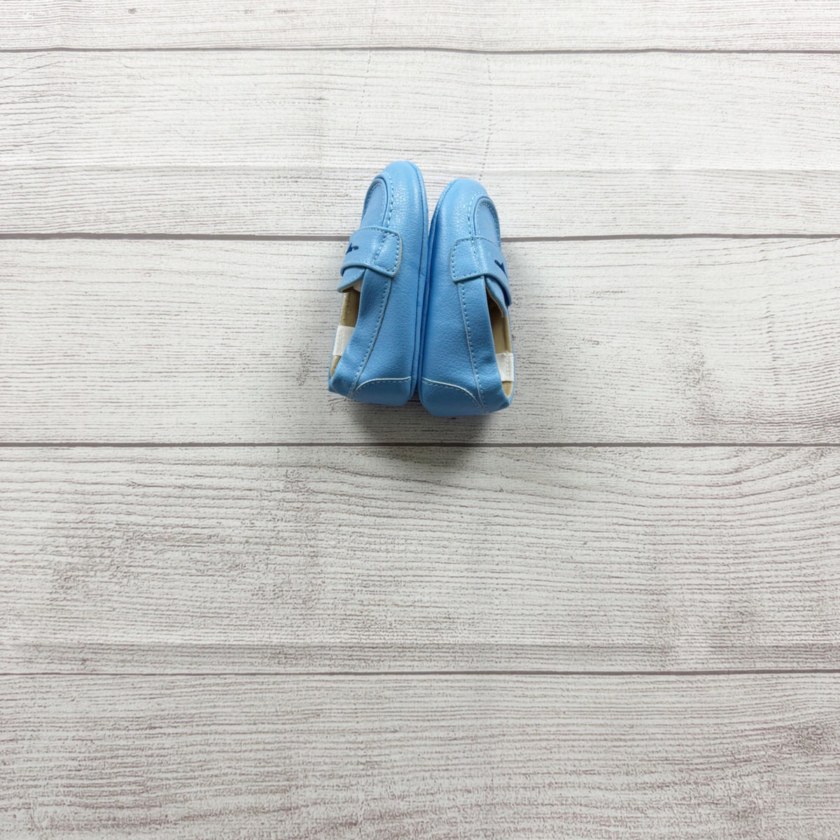 Janie And Jack Baby Blue Faux Leather Moccasins Loafers 6-12 Months