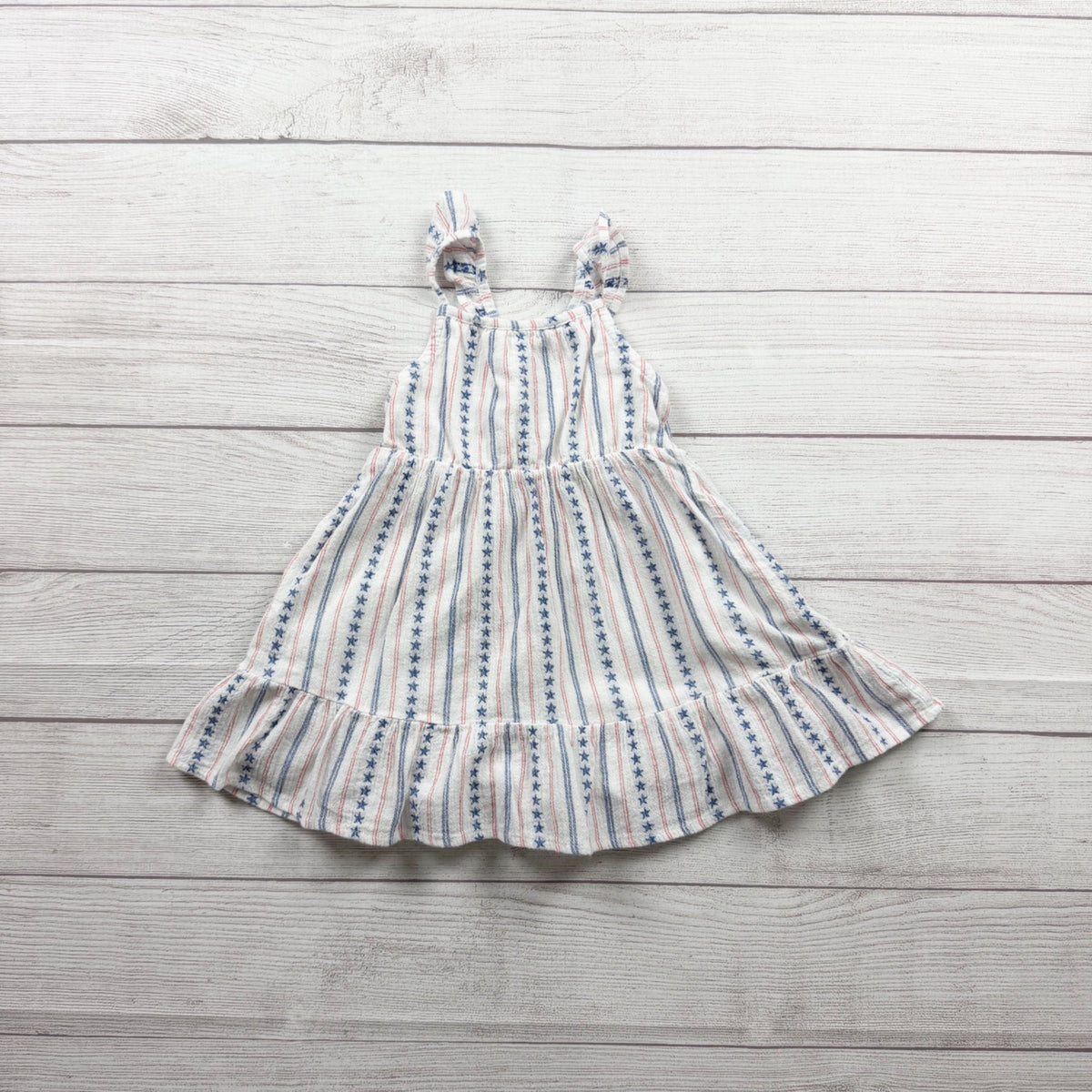 Cat & Jack Girls Striped Star Print Ruffle Hem Sundress White Multicolor 2T