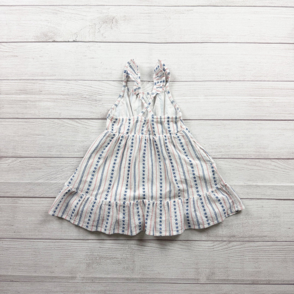 Cat & Jack Girls Striped Star Print Ruffle Hem Sundress White Multicolor 2T