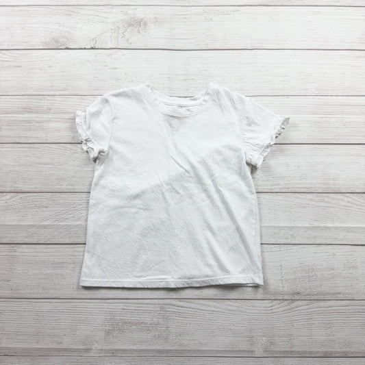 Cat & Jack White Ruffle Sleeve T-Shirt Girls Short Sleeve Basic Tee Top M 8