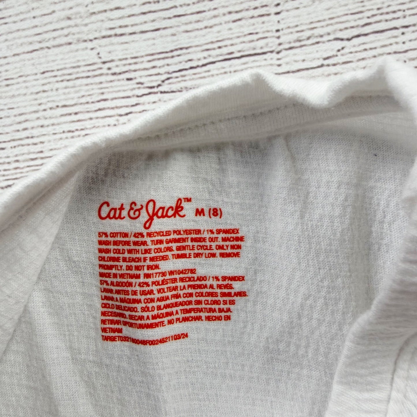 Cat & Jack White Ruffle Sleeve T-Shirt Girls Short Sleeve Basic Tee Top M 8