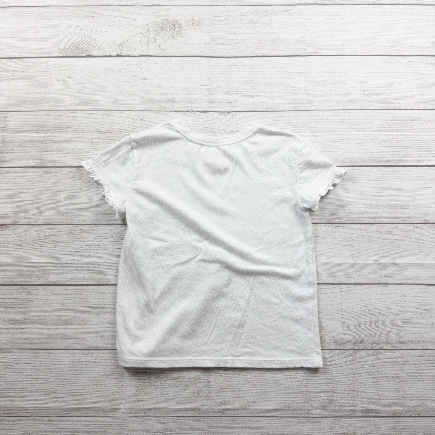 Cat & Jack White Ruffle Sleeve T-Shirt Girls Short Sleeve Basic Tee Top M 8