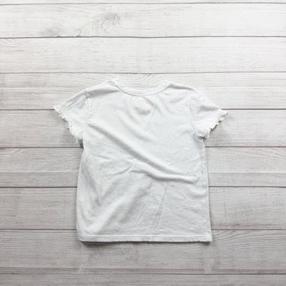 Cat & Jack White Ruffle Sleeve T-Shirt Girls Short Sleeve Basic Tee Top M 8