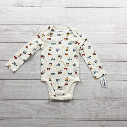 Old Navy Baby Boys Construction Print Long Sleeve Bodysuit NWT 18-24 Months