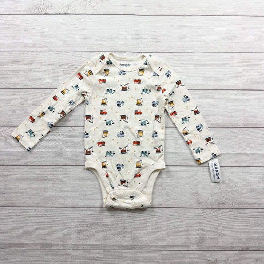 Old Navy Baby Boys Construction Print Long Sleeve Bodysuit NWT 18-24 Months