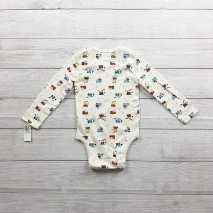 Old Navy Baby Boys Construction Print Long Sleeve Bodysuit NWT 18-24 Months