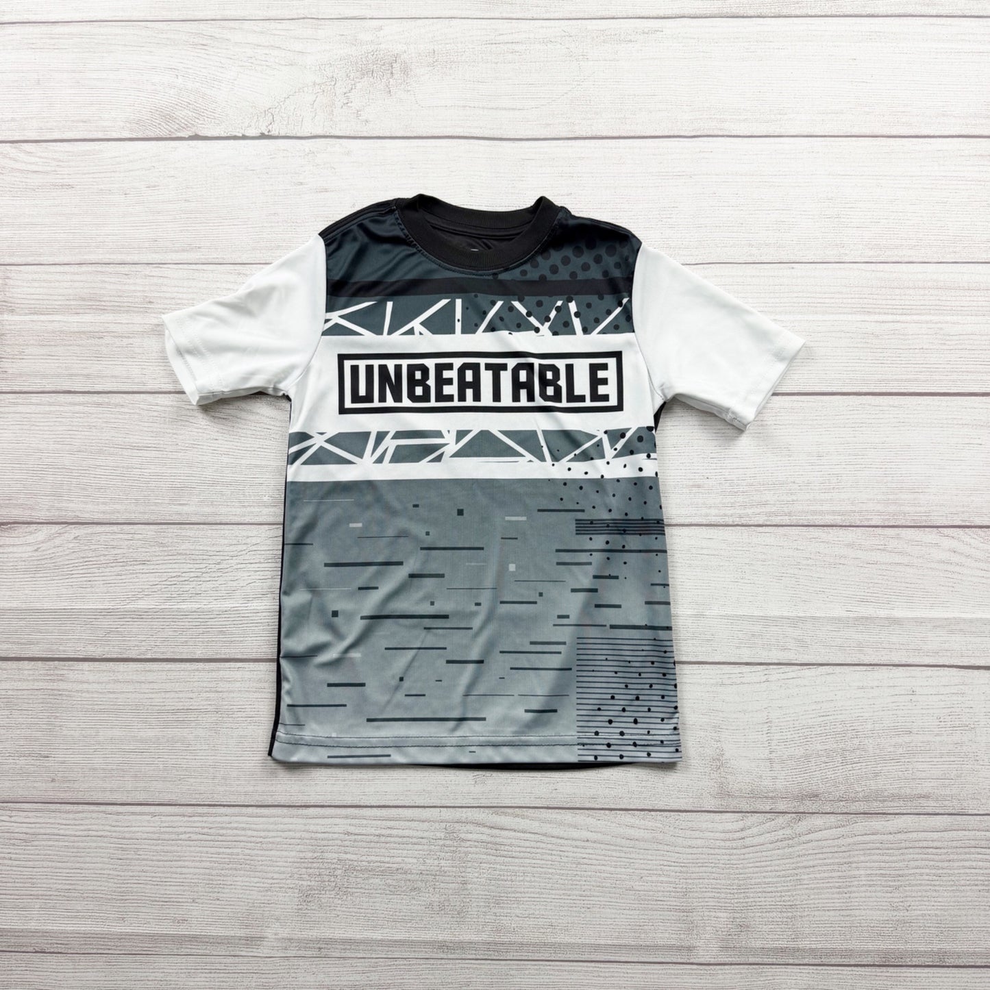 Athletic Works Boys Active T-Shirt “Unbeatable” Graphic Performance Tee S 6-7