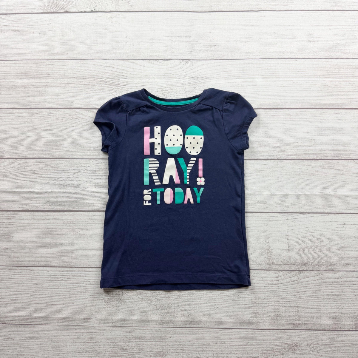Gymboree Girls Navy Hooray For Today Graphic Tee 6