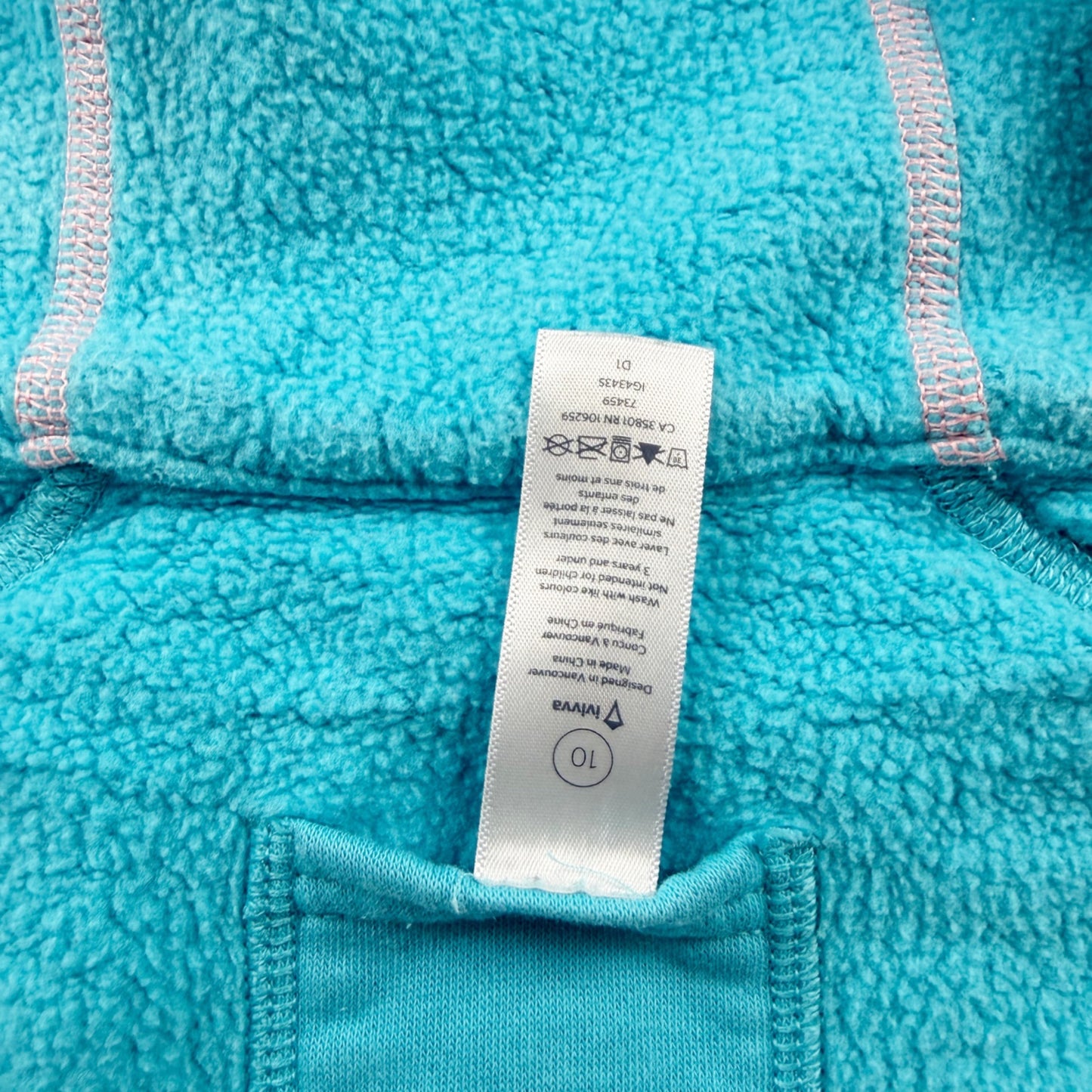 Ivivva Lululemon Girl’s Blue Sherpa-Lined Full Zip Hoodie 10