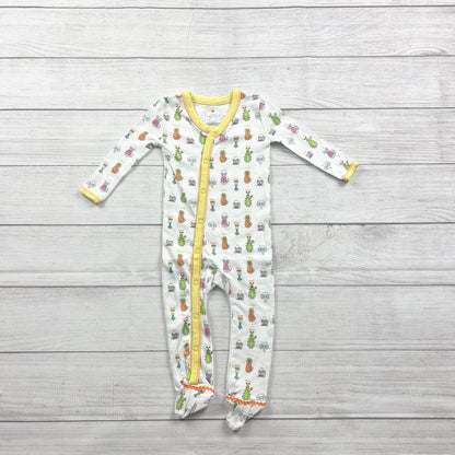 Tiny Tillia By Avon Baby Footed Pajamas Animal Print Snap 6-9 Months