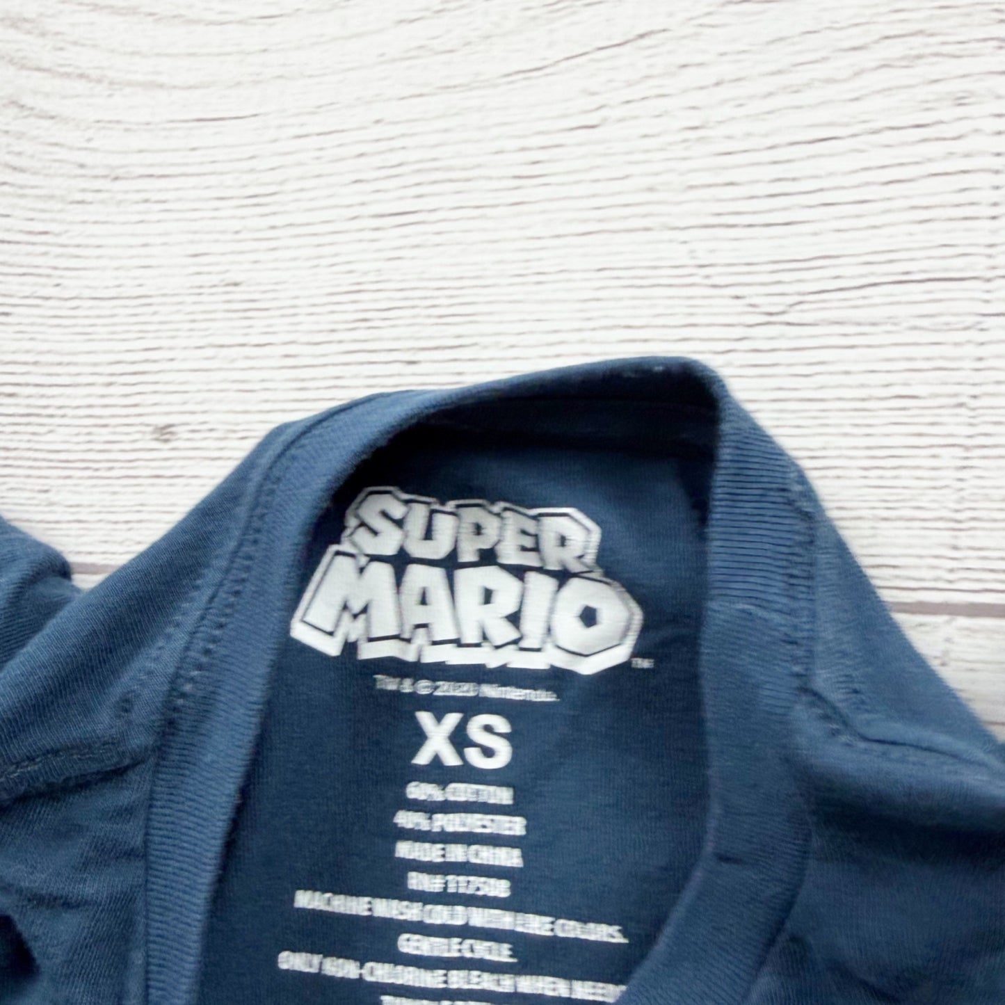 Super Mario Boys Long Sleeve Blue Graphic Tee XS 4-5