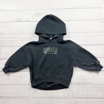 Gap Kids Wicked Black Hoodie Sparkle Castle Design Cotton Blend Pullover XS 4 5