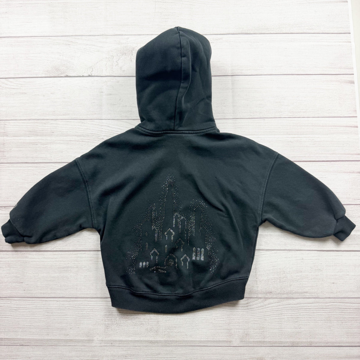 Gap Kids Wicked Black Hoodie Sparkle Castle Design Cotton Blend Pullover XS 4 5