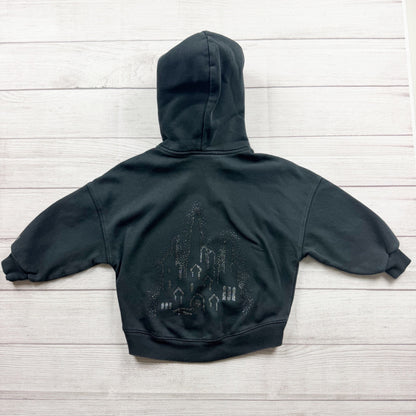Gap Kids Wicked Black Hoodie Sparkle Castle Design Cotton Blend Pullover XS 4 5