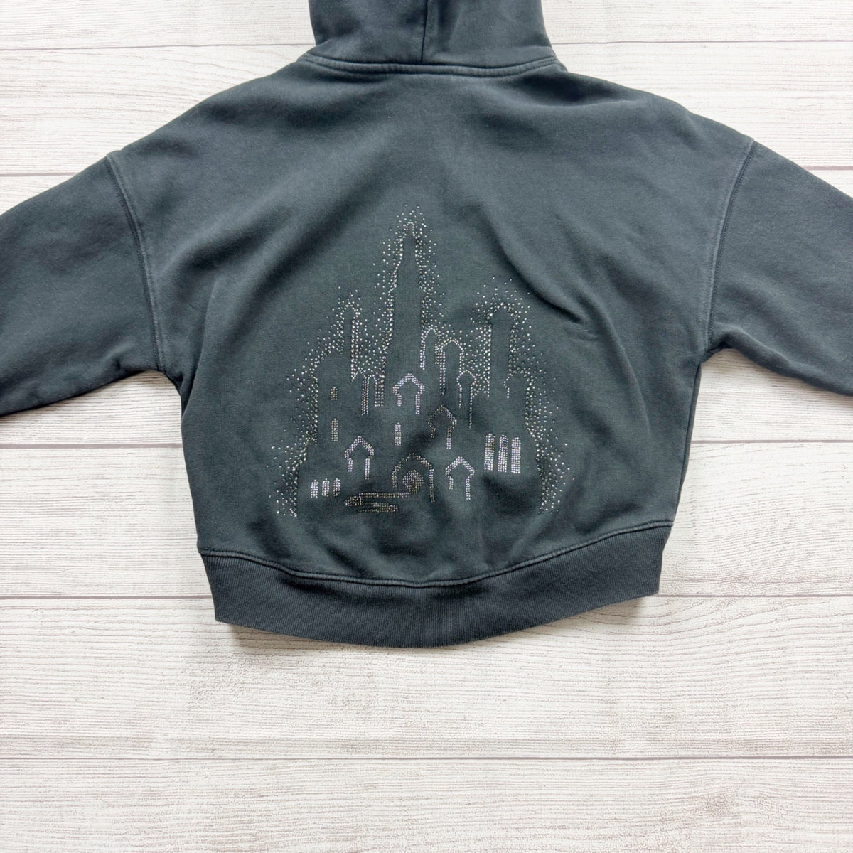Gap Kids Wicked Black Hoodie Sparkle Castle Design Cotton Blend Pullover XS 4 5