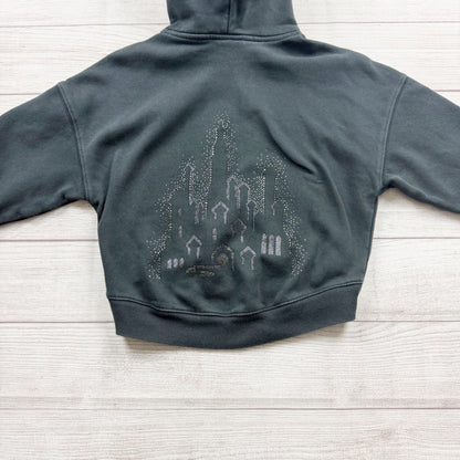 Gap Kids Wicked Black Hoodie Sparkle Castle Design Cotton Blend Pullover XS 4 5