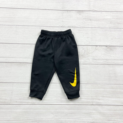 Nike Dri-Fit Baby Jogger Pants Elastic Waist Black Yellow Logo 12-18 Months