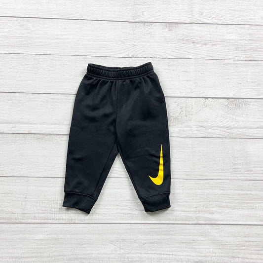 Nike Dri-Fit Baby Jogger Pants Elastic Waist Black Yellow Logo 12-18 Months