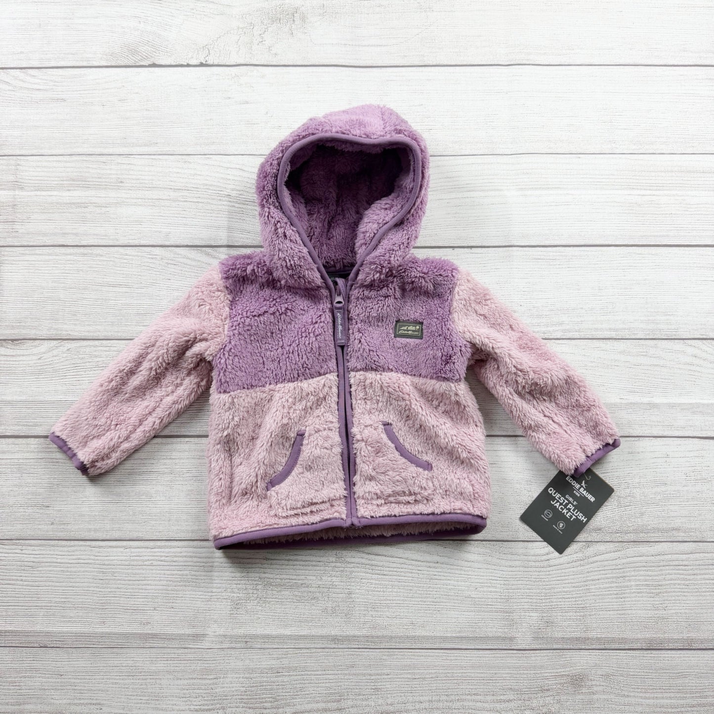 Eddie Bauer Sherpa Fleece Hooded Jacket Full Zip Plush Coat NWT 18 Months