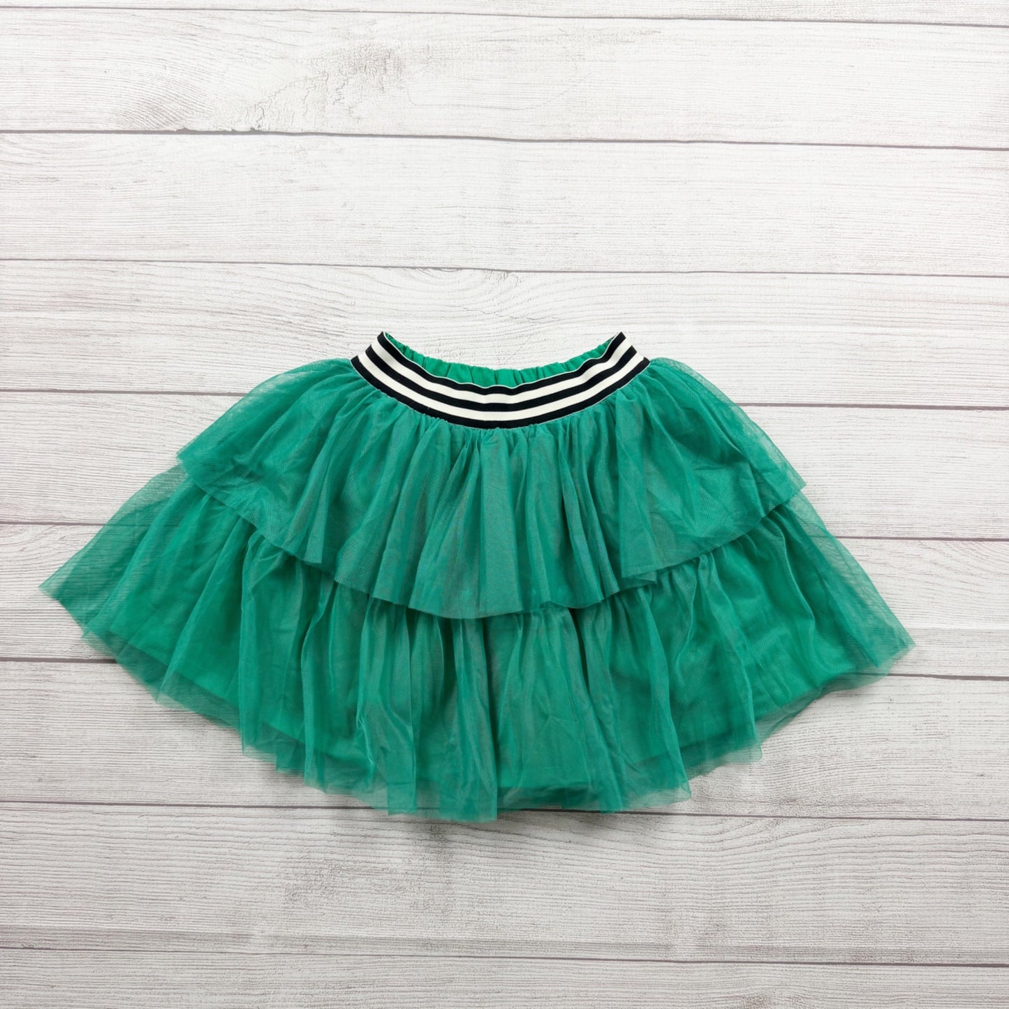 Tea Collection Girls Green Tiered Tulle Skirt Elastic Waist Lightweight 6