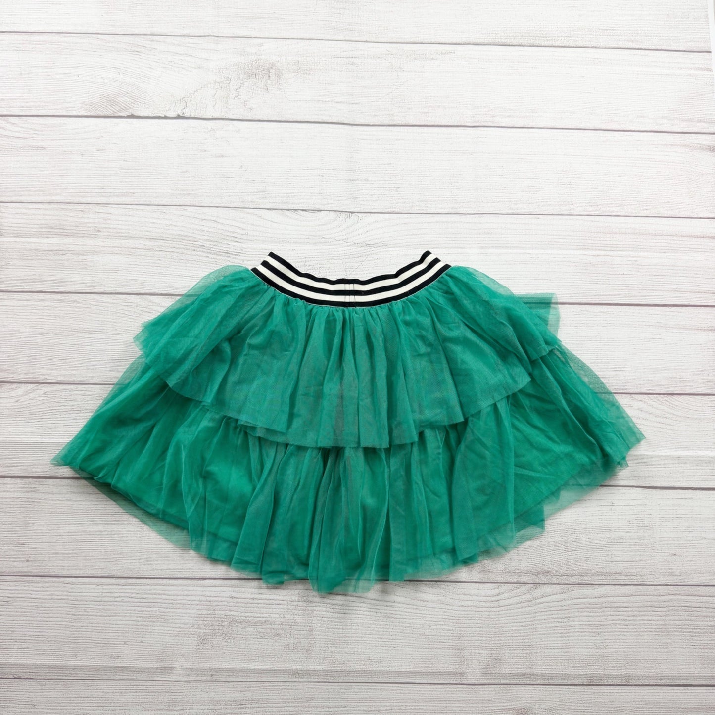 Tea Collection Girls Green Tiered Tulle Skirt Elastic Waist Lightweight 6