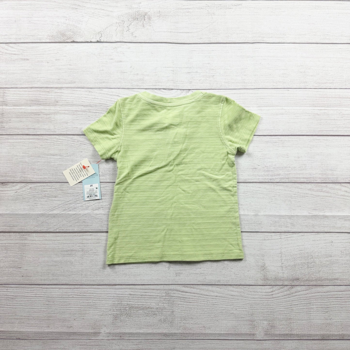 Cat & Jack Toddler Henley Shirt Green Textured Short Sleeve Pocket Tee NWT 2T