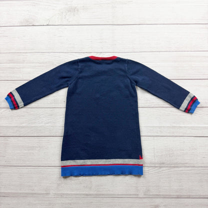 Egg By Susan Lazar Navy Knit Dress Red Heart Design Girls Cotton 3T