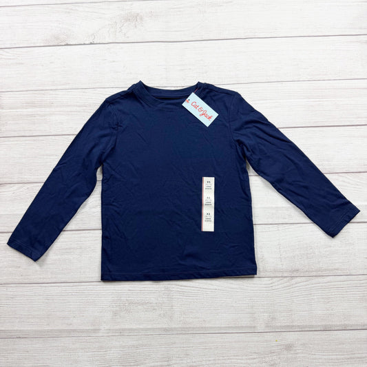Cat & Jack Kids Long Sleeve Shirt Navy Blue Basic Tee NWT XS 4-5