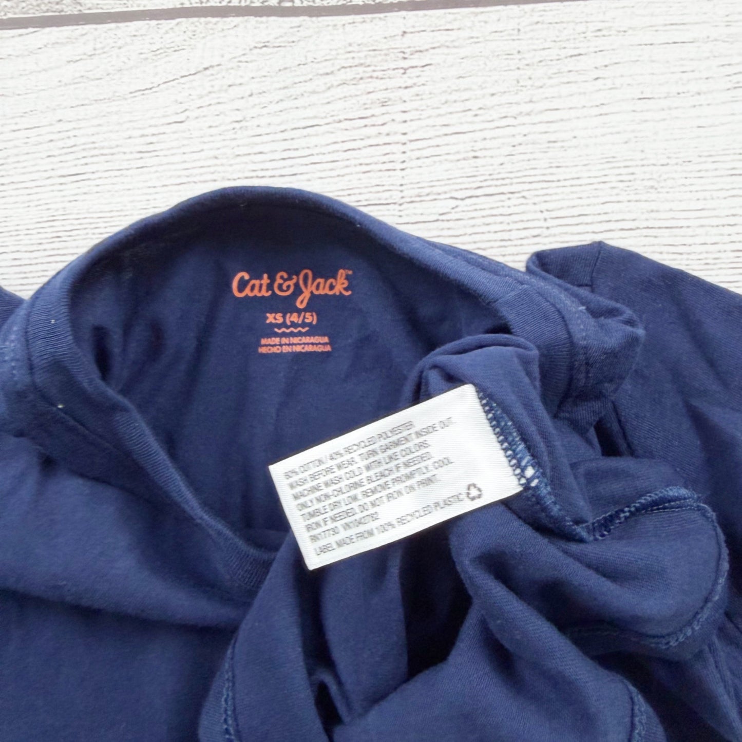 Cat & Jack Kids Long Sleeve Shirt Navy Blue Basic Tee NWT XS 4-5
