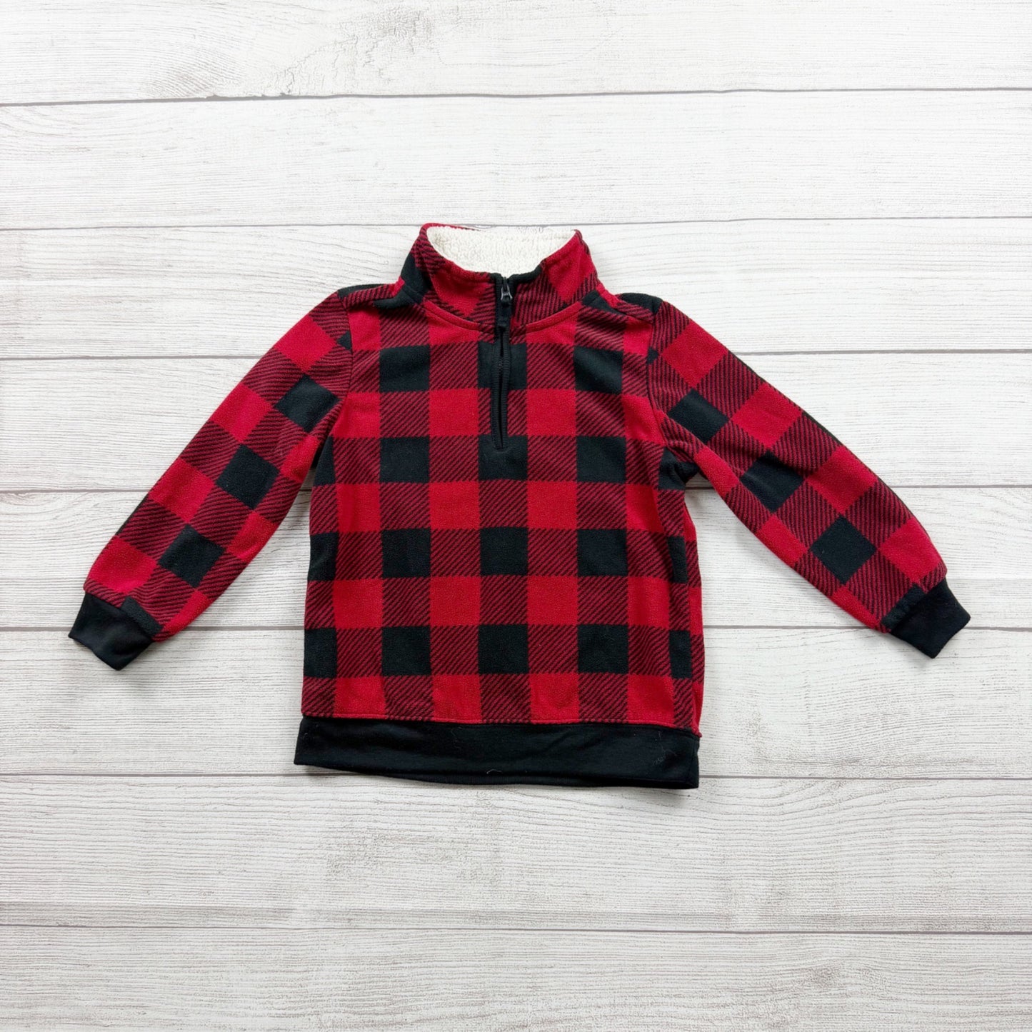 Just One You by Carter’s Toddler Sherpa Fleece Pullover Buffalo Plaid 1/4 Zip 4T
