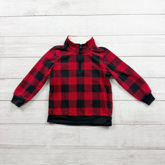 Just One You by Carter’s Toddler Sherpa Fleece Pullover Buffalo Plaid 1/4 Zip 4T
