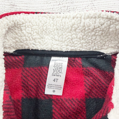 Just One You by Carter’s Toddler Sherpa Fleece Pullover Buffalo Plaid 1/4 Zip 4T