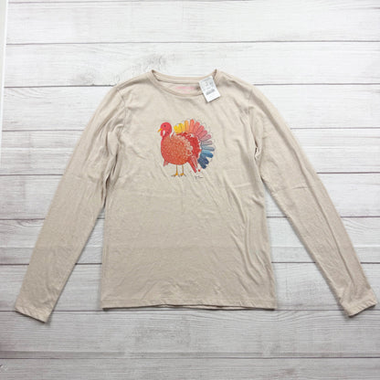 Crewcuts Girls Beige Graphic Turkey Long Sleeve Tee Cotton Blend NWT XL 12-14