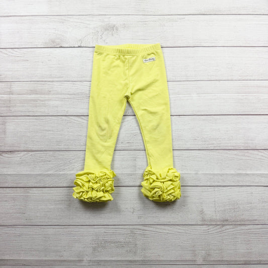 Sew Sassy Girls Yellow Ruffle Leggings Bennys Cotton Blend Elastic Waist 2T
