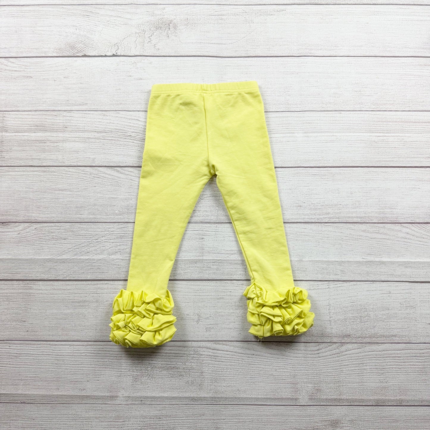 Sew Sassy Girls Yellow Ruffle Leggings Bennys Cotton Blend Elastic Waist 2T