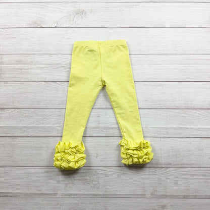 Sew Sassy Girls Yellow Ruffle Leggings Bennys Cotton Blend Elastic Waist 2T