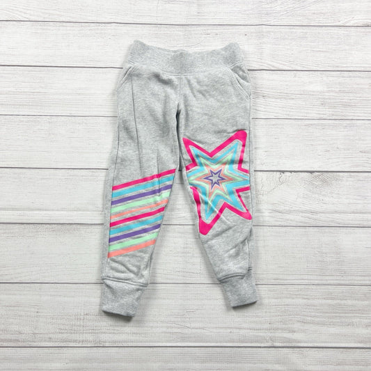 Athletic Works Girls Star Print Jogger Pants Gray Striped Design XS 4-5