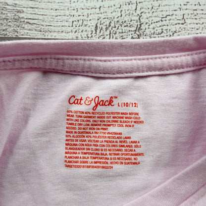 Cat & Jack Girls Unicorn Graphic Long Sleeve Tee Pink Cotton Blend L 10-12