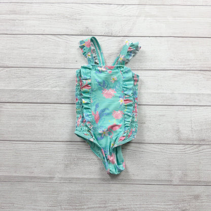 Tommy Bahama Toddler Girls Swimsuit Flamingo Floral Smocked One Piece 3T