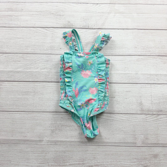 Tommy Bahama Toddler Girls Swimsuit Flamingo Floral Smocked One Piece 3T