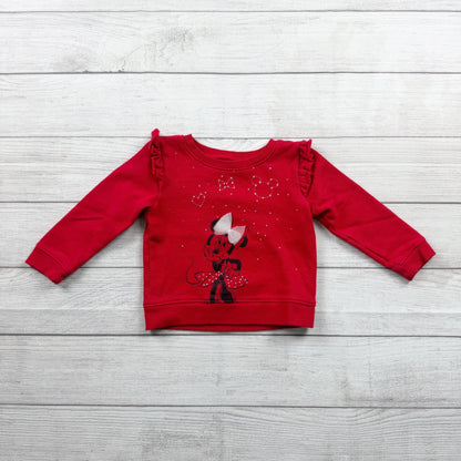 Disney Minnie Mouse Toddler Sweatshirt Red Ruffle Shoulder Bow Graphic 2T