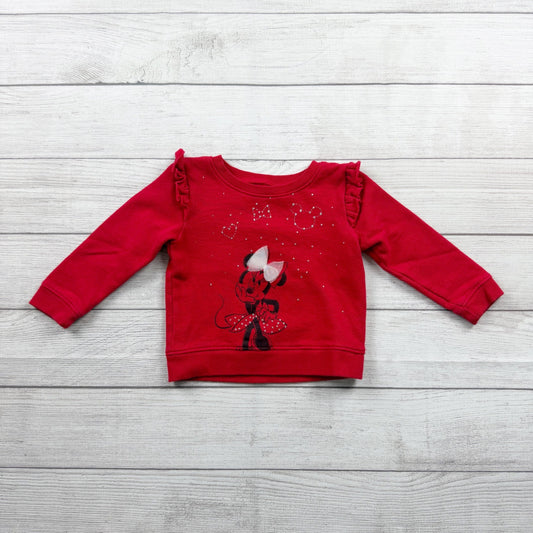 Disney Minnie Mouse Toddler Sweatshirt Red Ruffle Shoulder Bow Graphic 2T