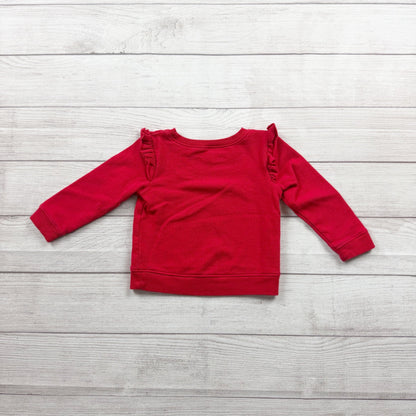 Disney Minnie Mouse Toddler Sweatshirt Red Ruffle Shoulder Bow Graphic 2T