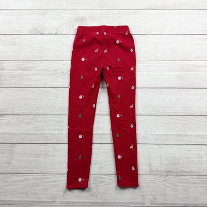 Gymboree Girls Holiday Print Leggings Red Christmas Trees Snowmen Reindeer 6