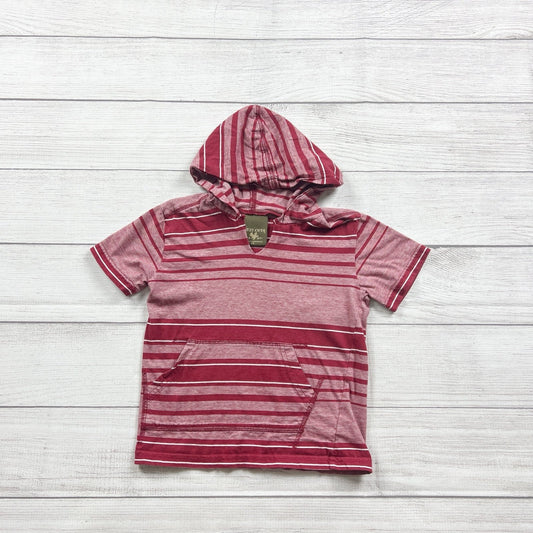 Buzz Cuts Boys Red Striped Short Sleeve Hoodie Soft Cotton Top 5-6
